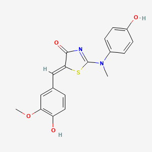 molecular formula C18H16N2O4S B15027352 (5Z)-5-(4-hydroxy-3-methoxybenzylidene)-2-[(4-hydroxyphenyl)(methyl)amino]-1,3-thiazol-4(5H)-one 