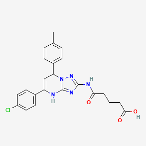 molecular formula C23H22ClN5O3 B15027373 5-{[5-(4-Chlorophenyl)-7-(4-methylphenyl)-4,7-dihydro[1,2,4]triazolo[1,5-a]pyrimidin-2-yl]amino}-5-oxopentanoic acid 