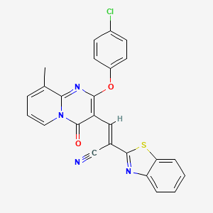 (2E)-2-(1,3-benzothiazol-2-yl)-3-[2-(4-chlorophenoxy)-9-methyl-4-oxo-4H-pyrido[1,2-a]pyrimidin-3-yl]prop-2-enenitrile