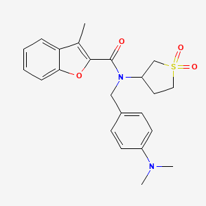 molecular formula C23H26N2O4S B15027388 N-[4-(dimethylamino)benzyl]-N-(1,1-dioxidotetrahydrothiophen-3-yl)-3-methyl-1-benzofuran-2-carboxamide 