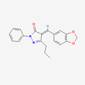 molecular formula C20H18N2O3 B15027423 (4E)-4-(1,3-benzodioxol-5-ylmethylidene)-2-phenyl-5-propyl-2,4-dihydro-3H-pyrazol-3-one 