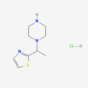 molecular formula C9H16ClN3S B1502743 1-(1-Thiazol-2-yl-ethyl)-piperazine hydrochloride CAS No. 1185311-27-6