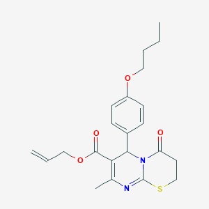 molecular formula C22H26N2O4S B15027442 prop-2-en-1-yl 6-(4-butoxyphenyl)-8-methyl-4-oxo-2H,3H,4H,6H-pyrimido[2,1-b][1,3]thiazine-7-carboxylate 