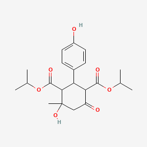 molecular formula C21H28O7 B15027498 Dipropan-2-yl 4-hydroxy-2-(4-hydroxyphenyl)-4-methyl-6-oxocyclohexane-1,3-dicarboxylate 