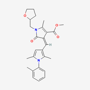 molecular formula C26H30N2O4 B15027509 methyl (4Z)-4-{[2,5-dimethyl-1-(2-methylphenyl)-1H-pyrrol-3-yl]methylidene}-2-methyl-5-oxo-1-(tetrahydrofuran-2-ylmethyl)-4,5-dihydro-1H-pyrrole-3-carboxylate 