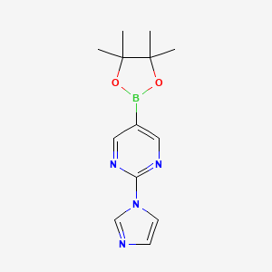 molecular formula C13H17BN4O2 B1502752 2-(1H-Imidazol-1-yl)-5-(4,4,5,5-tetramethyl-1,3,2-dioxaborolan-2-yl)pyrimidine CAS No. 1160790-26-0