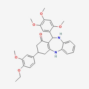 molecular formula C31H34N2O6 B15027574 3-(4-ethoxy-3-methoxyphenyl)-11-(2,4,5-trimethoxyphenyl)-2,3,4,5,10,11-hexahydro-1H-dibenzo[b,e][1,4]diazepin-1-one 