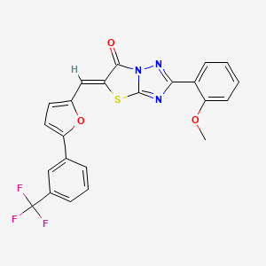 (5Z)-2-(2-methoxyphenyl)-5-({5-[3-(trifluoromethyl)phenyl]-2-furyl}methylene)[1,3]thiazolo[3,2-b][1,2,4]triazol-6(5H)-one