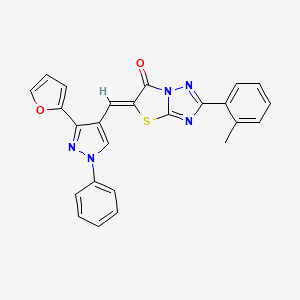 molecular formula C25H17N5O2S B15027641 (5Z)-5-{[3-(furan-2-yl)-1-phenyl-1H-pyrazol-4-yl]methylidene}-2-(2-methylphenyl)[1,3]thiazolo[3,2-b][1,2,4]triazol-6(5H)-one 