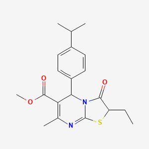 molecular formula C20H24N2O3S B15027648 methyl 2-ethyl-5-(4-isopropylphenyl)-7-methyl-3-oxo-2,3-dihydro-5H-[1,3]thiazolo[3,2-a]pyrimidine-6-carboxylate 