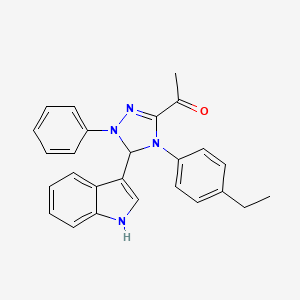 1-[4-(4-ethylphenyl)-5-(1H-indol-3-yl)-1-phenyl-4,5-dihydro-1H-1,2,4-triazol-3-yl]ethanone