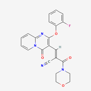 molecular formula C22H17FN4O4 B15027745 (2E)-3-[2-(2-fluorophenoxy)-4-oxo-4H-pyrido[1,2-a]pyrimidin-3-yl]-2-(morpholin-4-ylcarbonyl)prop-2-enenitrile 