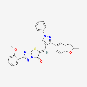 (5Z)-2-(2-methoxyphenyl)-5-{[3-(2-methyl-2,3-dihydro-1-benzofuran-5-yl)-1-phenyl-1H-pyrazol-4-yl]methylidene}[1,3]thiazolo[3,2-b][1,2,4]triazol-6(5H)-one