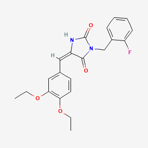 (5E)-5-(3,4-diethoxybenzylidene)-3-(2-fluorobenzyl)imidazolidine-2,4-dione