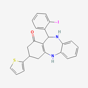 molecular formula C23H19IN2OS B15027763 11-(2-iodophenyl)-3-(thiophen-2-yl)-2,3,4,5,10,11-hexahydro-1H-dibenzo[b,e][1,4]diazepin-1-one 