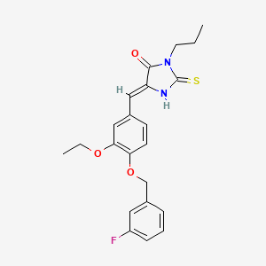 (5Z)-5-{3-ethoxy-4-[(3-fluorobenzyl)oxy]benzylidene}-3-propyl-2-thioxoimidazolidin-4-one