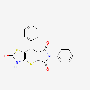 molecular formula C21H16N2O3S2 B15027782 11-(4-methylphenyl)-8-phenyl-2,6-dithia-4,11-diazatricyclo[7.3.0.03,7]dodec-3(7)-ene-5,10,12-trione 