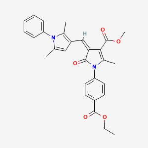 molecular formula C29H28N2O5 B15027800 methyl (4Z)-4-[(2,5-dimethyl-1-phenyl-1H-pyrrol-3-yl)methylidene]-1-[4-(ethoxycarbonyl)phenyl]-2-methyl-5-oxo-4,5-dihydro-1H-pyrrole-3-carboxylate 