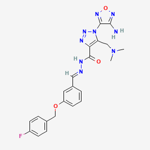 molecular formula C22H22FN9O3 B15027808 1-(4-amino-1,2,5-oxadiazol-3-yl)-5-[(dimethylamino)methyl]-N'-[(E)-{3-[(4-fluorobenzyl)oxy]phenyl}methylidene]-1H-1,2,3-triazole-4-carbohydrazide 