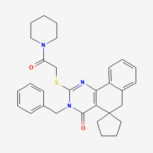 molecular formula C30H33N3O2S B15027825 3-Benzyl-2-{[2-oxo-2-(piperidin-1-YL)ethyl]sulfanyl}-4,6-dihydro-3H-spiro[benzo[H]quinazoline-5,1'-cyclopentan]-4-one 