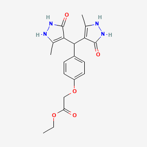 molecular formula C19H22N4O5 B15027843 ethyl {4-[bis(5-hydroxy-3-methyl-1H-pyrazol-4-yl)methyl]phenoxy}acetate 