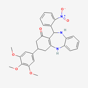 11-(2-nitrophenyl)-3-(3,4,5-trimethoxyphenyl)-2,3,4,5,10,11-hexahydro-1H-dibenzo[b,e][1,4]diazepin-1-one