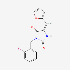 (5E)-3-(2-fluorobenzyl)-5-(furan-2-ylmethylidene)imidazolidine-2,4-dione