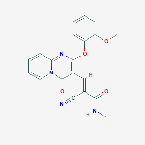 molecular formula C22H20N4O4 B15027986 (2E)-2-cyano-N-ethyl-3-[2-(2-methoxyphenoxy)-9-methyl-4-oxo-4H-pyrido[1,2-a]pyrimidin-3-yl]prop-2-enamide 