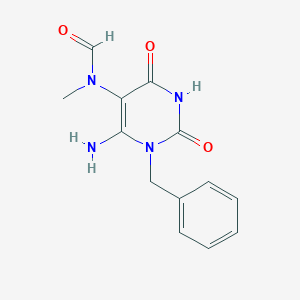 molecular formula C13H14N4O3 B015028 6-Amino-1-benzyl-5-(N-formyl-N-methyl)uracil CAS No. 72816-89-8