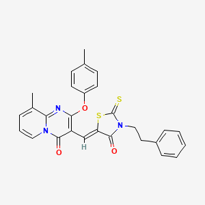 9-methyl-2-(4-methylphenoxy)-3-{(Z)-[4-oxo-3-(2-phenylethyl)-2-thioxo-1,3-thiazolidin-5-ylidene]methyl}-4H-pyrido[1,2-a]pyrimidin-4-one