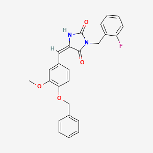 (5E)-5-[4-(benzyloxy)-3-methoxybenzylidene]-3-(2-fluorobenzyl)imidazolidine-2,4-dione