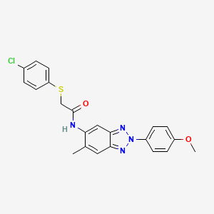 2-[(4-chlorophenyl)sulfanyl]-N-[2-(4-methoxyphenyl)-6-methyl-2H-benzotriazol-5-yl]acetamide