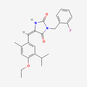 (5E)-5-[4-ethoxy-2-methyl-5-(propan-2-yl)benzylidene]-3-(2-fluorobenzyl)imidazolidine-2,4-dione