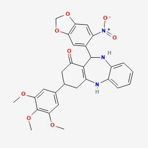 11-(6-nitro-1,3-benzodioxol-5-yl)-3-(3,4,5-trimethoxyphenyl)-2,3,4,5,10,11-hexahydro-1H-dibenzo[b,e][1,4]diazepin-1-one