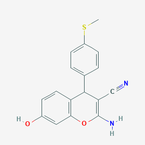 molecular formula C17H14N2O2S B15028158 2-amino-7-hydroxy-4-[4-(methylsulfanyl)phenyl]-4H-chromene-3-carbonitrile 