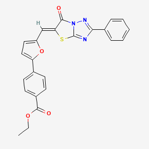 molecular formula C24H17N3O4S B15028186 ethyl 4-{5-[(Z)-(6-oxo-2-phenyl[1,3]thiazolo[3,2-b][1,2,4]triazol-5(6H)-ylidene)methyl]furan-2-yl}benzoate 