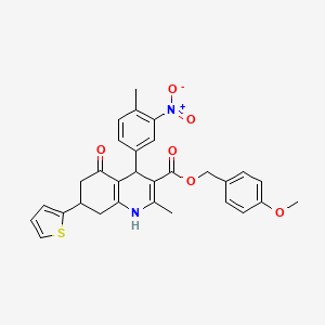 4-Methoxybenzyl 2-methyl-4-(4-methyl-3-nitrophenyl)-5-oxo-7-(thiophen-2-yl)-1,4,5,6,7,8-hexahydroquinoline-3-carboxylate