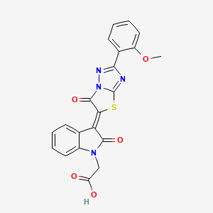 {(3Z)-3-[2-(2-methoxyphenyl)-6-oxo[1,3]thiazolo[3,2-b][1,2,4]triazol-5(6H)-ylidene]-2-oxo-2,3-dihydro-1H-indol-1-yl}acetic acid