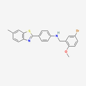 N-[(5-bromo-2-methoxyphenyl)methyl]-4-(6-methyl-1,3-benzothiazol-2-yl)aniline