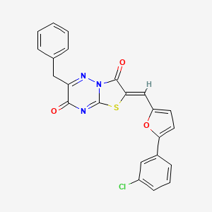 (2Z)-6-benzyl-2-{[5-(3-chlorophenyl)furan-2-yl]methylidene}-7H-[1,3]thiazolo[3,2-b][1,2,4]triazine-3,7(2H)-dione