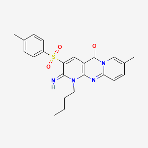 7-butyl-6-imino-13-methyl-5-(4-methylphenyl)sulfonyl-1,7,9-triazatricyclo[8.4.0.03,8]tetradeca-3(8),4,9,11,13-pentaen-2-one