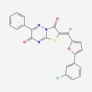 molecular formula C22H12ClN3O3S B15028335 (2Z)-2-{[5-(3-chlorophenyl)furan-2-yl]methylidene}-6-phenyl-7H-[1,3]thiazolo[3,2-b][1,2,4]triazine-3,7(2H)-dione 