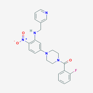 molecular formula C23H22FN5O3 B15028340 (2-Fluorophenyl)(4-{4-nitro-3-[(pyridin-3-ylmethyl)amino]phenyl}piperazin-1-yl)methanone 