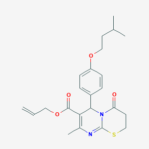 molecular formula C23H28N2O4S B15028347 prop-2-en-1-yl 8-methyl-6-[4-(3-methylbutoxy)phenyl]-4-oxo-3,4-dihydro-2H,6H-pyrimido[2,1-b][1,3]thiazine-7-carboxylate 