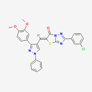 (5Z)-2-(3-chlorophenyl)-5-{[3-(3,4-dimethoxyphenyl)-1-phenyl-1H-pyrazol-4-yl]methylidene}[1,3]thiazolo[3,2-b][1,2,4]triazol-6(5H)-one