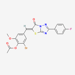 molecular formula C20H13BrFN3O4S B15028375 2-bromo-4-{(Z)-[2-(4-fluorophenyl)-6-oxo[1,3]thiazolo[3,2-b][1,2,4]triazol-5(6H)-ylidene]methyl}-6-methoxyphenyl acetate 