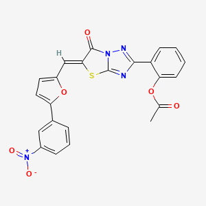 molecular formula C23H14N4O6S B15028382 2-[(5Z)-5-{[5-(3-nitrophenyl)furan-2-yl]methylidene}-6-oxo-5,6-dihydro[1,3]thiazolo[3,2-b][1,2,4]triazol-2-yl]phenyl acetate 