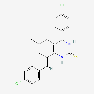 molecular formula C22H20Cl2N2S B15028394 (8E)-8-(4-chlorobenzylidene)-4-(4-chlorophenyl)-6-methyl-3,4,5,6,7,8-hexahydroquinazoline-2(1H)-thione 