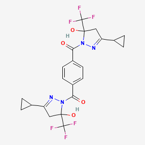 benzene-1,4-diylbis{[3-cyclopropyl-5-hydroxy-5-(trifluoromethyl)-4,5-dihydro-1H-pyrazol-1-yl]methanone}