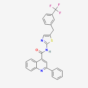 molecular formula C27H18F3N3OS B15028424 2-phenyl-N-{5-[3-(trifluoromethyl)benzyl]-1,3-thiazol-2-yl}quinoline-4-carboxamide 